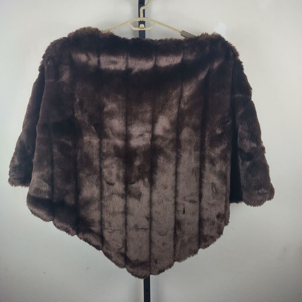 Jessica London Brown Mink Faux Fur Poncho